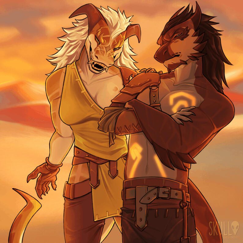 Full Render Halfbody (2 Characters + Atmospheric BG)